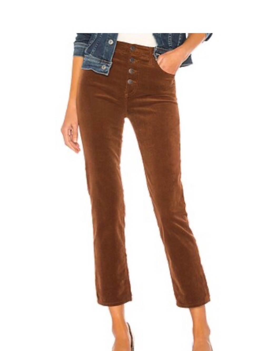 AG The Isabelle Button Up In Dusty Auburn Corduroy Pants